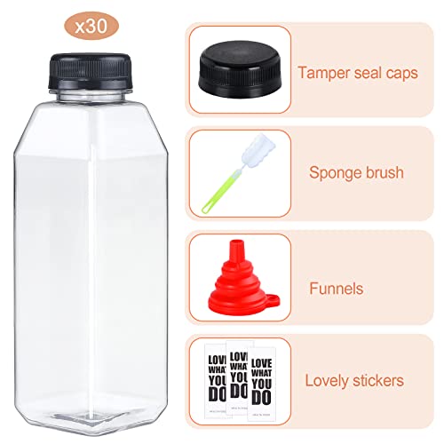 Fhxtcygj 30pcs Juice Container with Lids, 16oz Plastic Bottles with Caps - color: 30pcs 16oz
