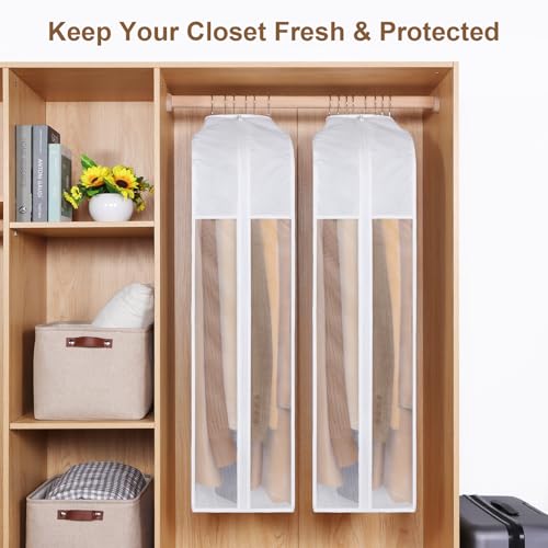 43 Inch Premium Cotton Garment Bag for Hanging Clothes and Storage - size: 10"W x 43"H-3pcs