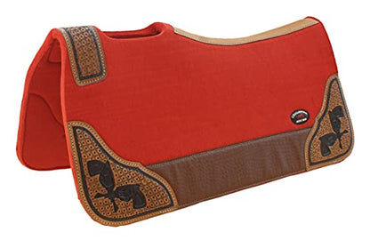 Horse Western Contoured Wool Felt Therapeutic Saddle Pad Black 39208 - color: Red