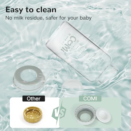 COMI Natural Glass Baby Bottle,Breastmilk Storage Bottle for Fridge,Breast Milk Container,Breast Pump Bottle Compatible with Medela Breast Pump,BPA Free,2PCS (5oz,2 Gray Lids) - style: 2Gray