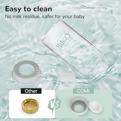 COMI Natural Glass Baby Bottle,Breastmilk Storage Bottle for Fridge,Breast Milk Container,Breast Pump Bottle Compatible with Medela Breast Pump,BPA Free,2PCS (5oz,2 Gray Lids) - style: 2Gray