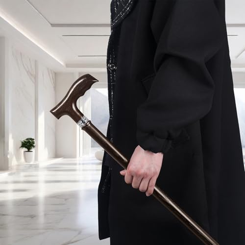 Wooden Walking Cane for Men, Ergonomic Handcrafted Cane, Ash Wood - color: Cane-A Walnut