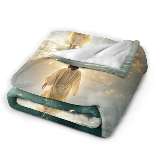Jesus Christian Throw Blanket Jesus Walking on Water Fleece Blanket Christ Cross Religious Soft Cozy Fuzzy Plush Warm Stuff Bedding Blankets Gifts for Boys Girls Kids Adult Men Women 40"X50" - color: Jesus, size: 40"x50"