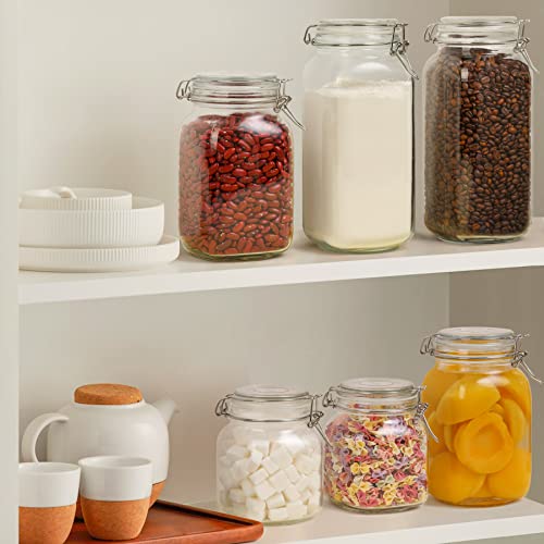 ComSaf Glass Storage Jars 34 oz 3 Pack for Flour Sugar, Coffee Canister - size: 34oz*3