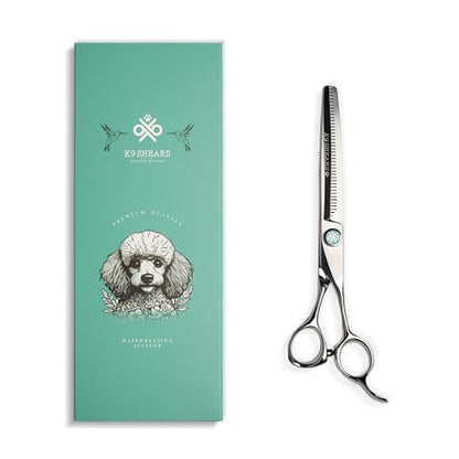 7” Dog Grooming Scissors – VG10 Japanese Steel Professional Pet Thinning Shears for Cats & Dogs | Clean Cut & Precise Trimming | Lightweight, Ergonomic, Handcrafted | Thinning Rate 50% | K9 Shears - size: 7" - 50% Fast Hair Release