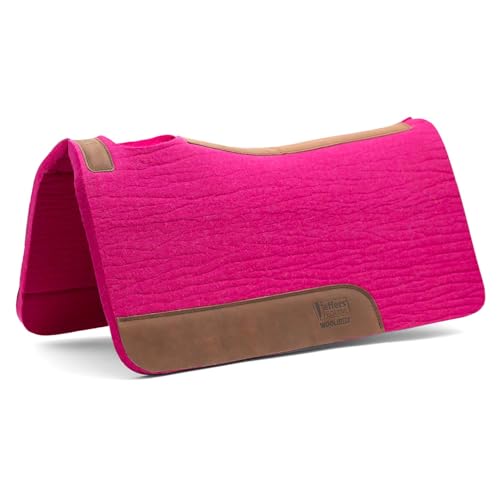 Jeffers WoolLuxe 100% Wool Felt Saddle Pad for Horses – Shock Absorbing, Breathable Equestrian Pad Horse Back Protection for Comfort During Riding, Training, & Competition - color: Pink, size: 3/4" x 32" x 32"