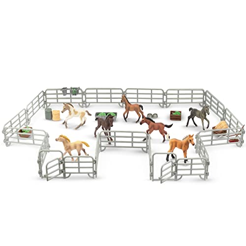 TOYMANY 20PCS Plastic Fence Toys Corral Fencing Panel Accessories Playset - style: Silver(20PCS)