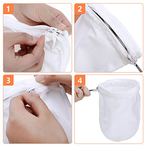 Tatuo 4 Pieces 5.5 Inch Ultra Fine Mesh Strainer Bags Reusable Filter with 2 Stainless Steel Frame with Handle for Filter Nut Milk Coffee Tea Traditional Thai Butter Bag Juices and Fresh Cheese Cotton