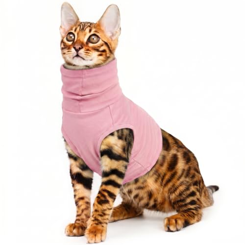 ROZKITCH Cat Neck Protector Wound Cover, Dog Surgery Recovery Suit | Surgical Neck Cover Cat Ear Hematoma Wrap CherryPink XS - color: CherryPink, size: XS(Chest: 14.2")