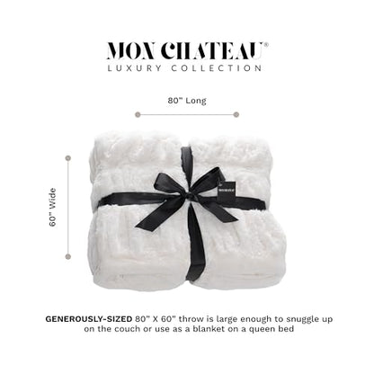 Mon Chateau 60" x 70" Hearthside Faux Fur Throw Blanket, Winter Cream | Cozy Layer Comfort For Couch, Bed Or Chair. Lightweight Polyester Fabric With Easy Machine Wash Care - color: Winter Cream