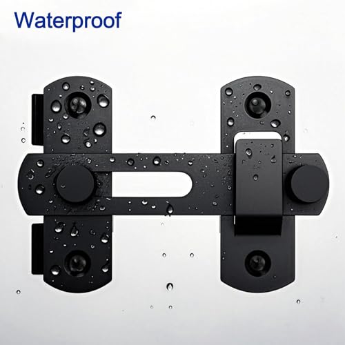 4in Barn Door Lock, Heavy Duty 180 Degree Flip Sliding Latch Lock, Black