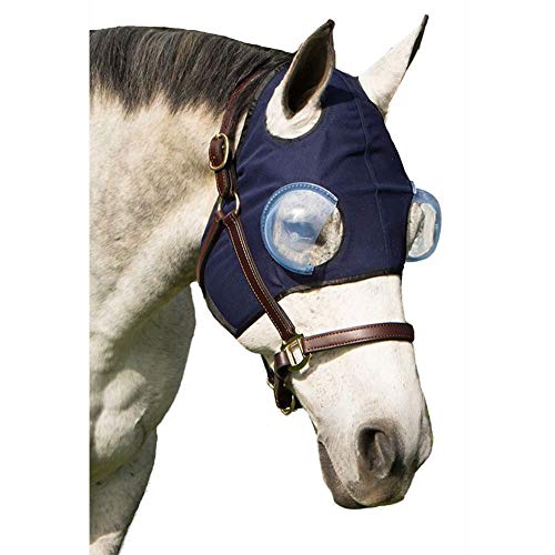 Equine-Medi Lens Horse Eye Protection Hood, Shatterproof, Flexible Lens for Corneal Ulcers, & Eye Injuries, Compatible w/Horse Fly Mask, MD/LG Size - size: MD/LG