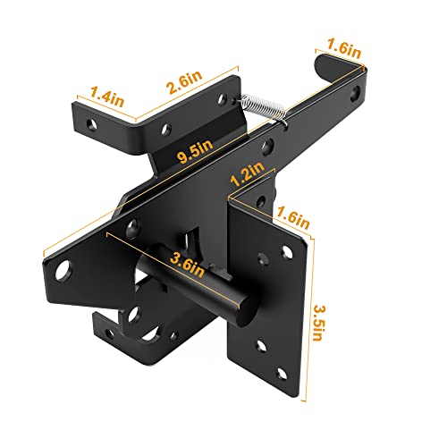 WINSOON 304 Stainless Steel Self Locking Gate Latch and Gate Hinges 2 Sets | Heavy Duty Fence Gate Hardware Kit, for Vinyl Fence Gate and Wooden Fences Gate, Adjustable Tension, Automatic, Rust Proof
