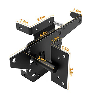 WINSOON 304 Stainless Steel Self Locking Gate Latch and Gate Hinges 2 Sets | Heavy Duty Fence Gate Hardware Kit, for Vinyl Fence Gate and Wooden Fences Gate, Adjustable Tension, Automatic, Rust Proof