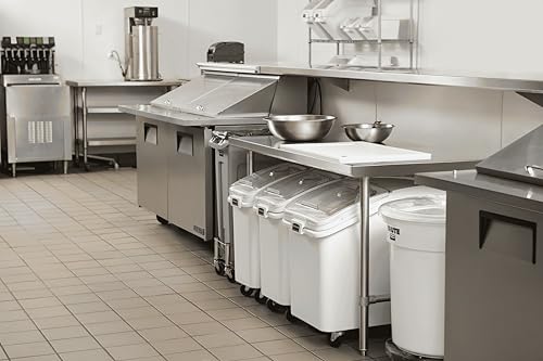 Rubbermaid Commercial Products ProSave Shelf-Storage Ingredient Bin With Scoop 400-Cup Capacity Plastic White Sliding Lid Container with Wheels for Kitchen/Restaurant/Food Organization - size: 400 Cup