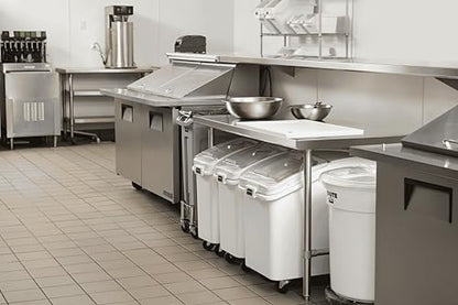 Rubbermaid Commercial Products ProSave Shelf-Storage Ingredient Bin With Scoop 400-Cup Capacity Plastic White Sliding Lid Container with Wheels for Kitchen/Restaurant/Food Organization - size: 400 Cup