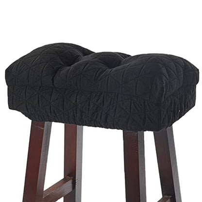 BUYUE Saddle Stool Seat Cushion, Luxury Triangle Fashion Jacquard with Anti-Skid Silicone Bar Stool Cushion Padded (Black, Rectangular,1 Count) - color: Black, style: Saddle