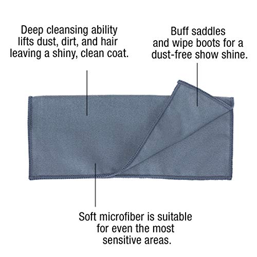 ECP Equine Comfort Products Microfiber Tack Cleaning Towels, Lifts Dirt, Dust & Sweat from Saddles, Bridles & Girths, Polishes Metal & Boots, Chemical-Free Leather Care, for Shows & Daily Use, 3-Pack