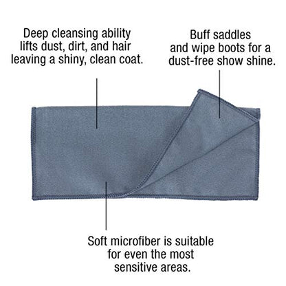ECP Equine Comfort Products Microfiber Tack Cleaning Towels, Lifts Dirt, Dust & Sweat from Saddles, Bridles & Girths, Polishes Metal & Boots, Chemical-Free Leather Care, for Shows & Daily Use, 3-Pack