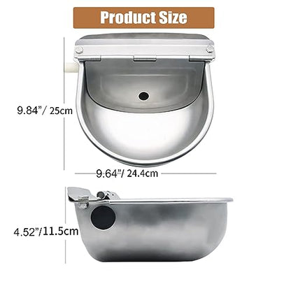 Stainless Steel Livestock Water Bowl with Float Valve Tank,Automatic Farm Water Bowl for Horse, Cow, Goat, Sheep, Dog Drinking Waterer