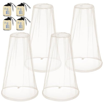 HESTYA 4 Pack Mosquito Head Net Face Mesh,Beige - color: Beige