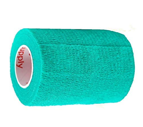 Vet Wrap Tape (Teal) (2 Pack) (3 Inch x 15 feet) Self Adhesive Adherent Adhering Cohesive Flex Self Stick Bandage Grip Roll Dog Cat Pet Horse - color: Teal, size: 2 Rolls