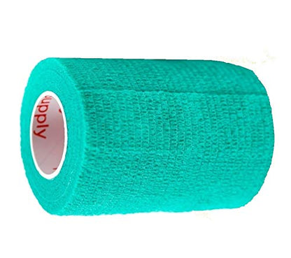 Vet Wrap Tape (Teal) (2 Pack) (3 Inch x 15 feet) Self Adhesive Adherent Adhering Cohesive Flex Self Stick Bandage Grip Roll Dog Cat Pet Horse - color: Teal, size: 2 Rolls