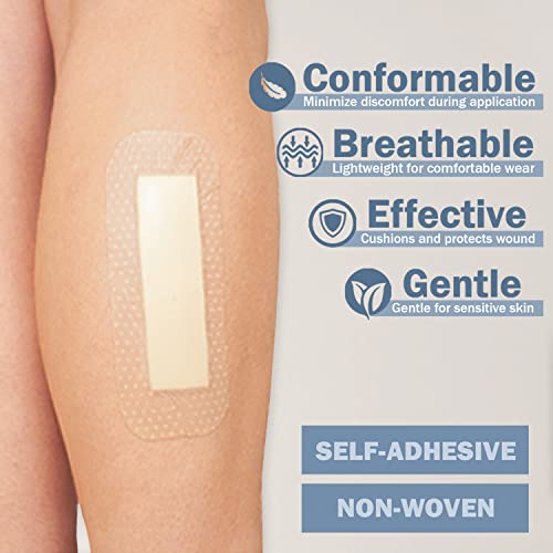 EVERLIT Care Silicone Foam Dressing with Adhesive Border | Highly Absorbent Hypoallergenic Bandages for Chronic Wounds, Bed Sores, Pressure Ulcers | Gentle & Secure Adhesion (2" x 5" | 10 Pack) - size: 2" x 5" | 10 Pack