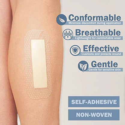 EVERLIT Care Silicone Foam Dressing with Adhesive Border | Highly Absorbent Hypoallergenic Bandages for Chronic Wounds, Bed Sores, Pressure Ulcers | Gentle & Secure Adhesion (2" x 5" | 10 Pack) - size: 2" x 5" | 10 Pack