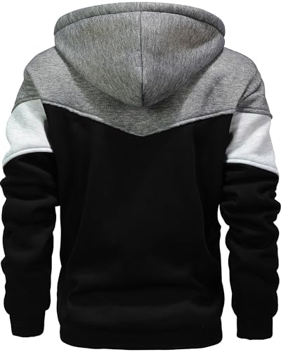 Men's Winter Fleece Thermal Jackets for Men Sherpa Lined Hoodies Warm Thick Jacket Outerwear - color: 995darkgrey Grey Black, size: Medium