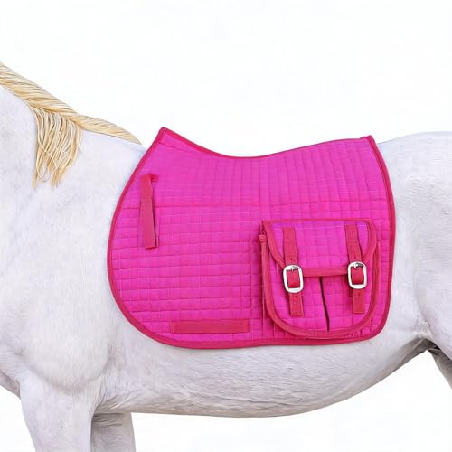 Horse English Quilted All-Purpose Saddle Pad Hot Pink w/ Pockets 72123