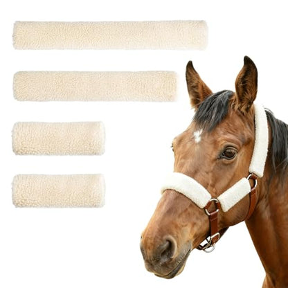4 PCS Soft Lamb Fleece Horse Halter Cover, Prevents Horse Halter Rubbing
