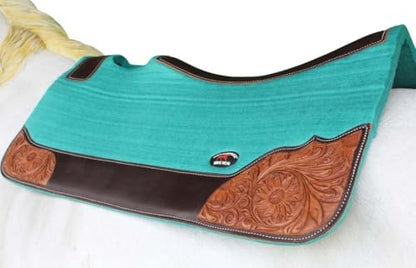 Horse 32"x30" Western Contoured Wool Felt Therapeutic Saddle Pad 39252 - color: Teal