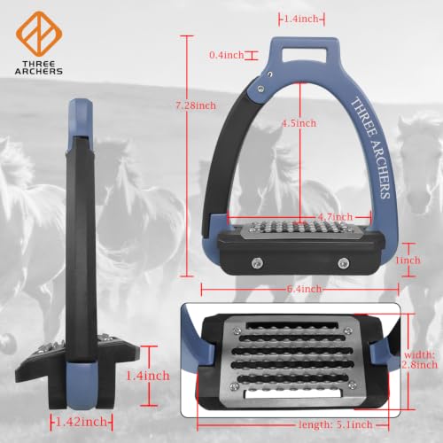 THREE ARCHERS Safety Stirrups Side Opening Design for English Saddle - color: blue