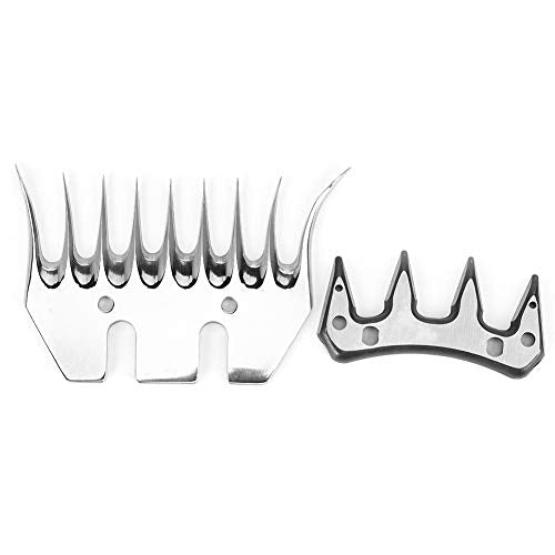 Stainless Steel Sheep Clippers Blade High Hardness Replacement Shearing Cutter for Sheep Goat Animal Grooming with 9T 13T Straight Curved Blade Options (9-Tooth Curved (+ Swing)) - size: 9-tooth curved blade (+ swing blade)