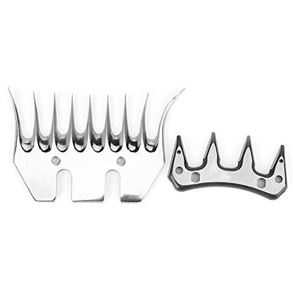 Stainless Steel Sheep Clippers Blade High Hardness Replacement Shearing Cutter for Sheep Goat Animal Grooming with 9T 13T Straight Curved Blade Options (9-Tooth Curved (+ Swing)) - size: 9-tooth curved blade (+ swing blade)