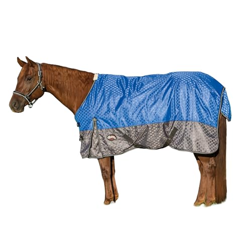 Weaver Equine 600D Premium Turnout Horse Rain Sheet with Fleece Lining, Breathable Waterproof Horse Turnout Sheet, Multi-Purpose Gear, 81", Blue - size: 81"