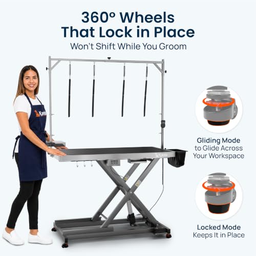 KANIS Professional Electric Dog Grooming Table - Heavy Duty - color: GREY, size: 49"