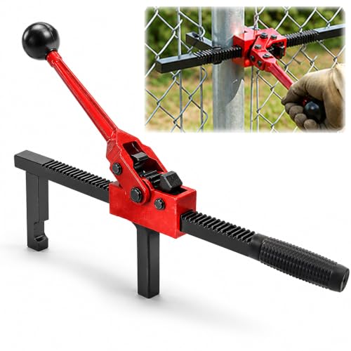 Chain Link Fence Stretcher Tool Heavy Duty, Fence Puller for Chain Link & Woven Wire Fence, 3-12" Adjustable Tension Range with Tilted Base & Hook Groove for Farm Garden Fence Repair
