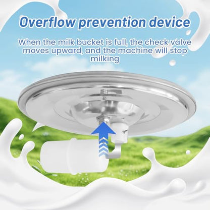 10L Cow Milking Machine Portable Vacuum Pump, Rechargeable Electric Cow Milker Machine Adjustable Suction Pulsation Vacuum, Check Valve Design with Food-Grade Silicone Hose