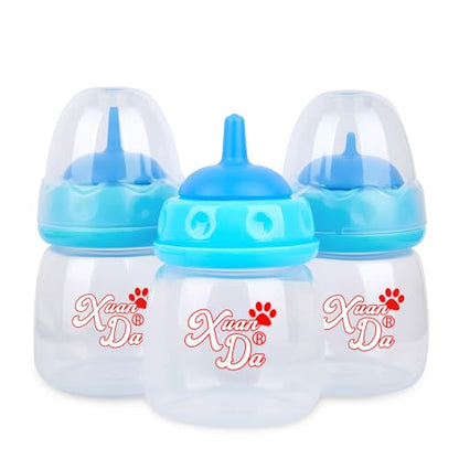 Pet Feeding Bottle,3 Pack 60ml Nursing Bottle, 3 Sizes Nipples with Ventilation Valve Resistant Tearing Perfect for Puppies, Kittens, Small Wildlife（Blue） - color: blue