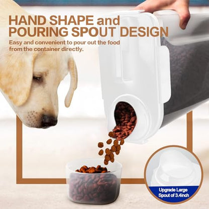 TIOVERY Dog Food Storage Container, 5-7 Lbs Airtight Pet Food Container, Cat food Container Dispenser with Portable Handle, Pouring Spout and Measuring Cup for Dogs Cats 2Pack White/6Qt - color: White 6Qt + 3Qt