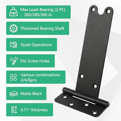 8 inch Gate Hinges,300Lbs Capacity, Matte Black,4 Pcs Heavy Duty Door Hinge - size: 8“-4 pcs-U-Matte Black
