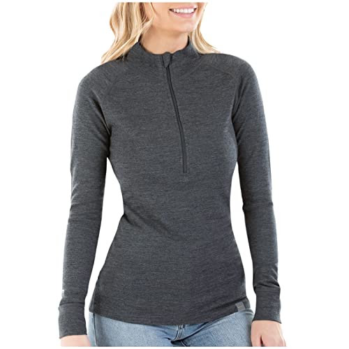 MERIWOOL Womens Base Layer 100% Merino Wool Midweight 250g Half Zip Sweater for Women - color: Charcoal Gray, size: Medium