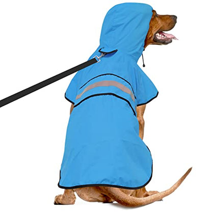 Waterproof Reflective Dog Rain Coat - Adjustable Puppy Rain Jacket Poncho, Lightweight Dog Hooded Pet Raincoat for Small to X- Large Dogs and Puppies (Blue, Medium) - color: Blue, size: Medium