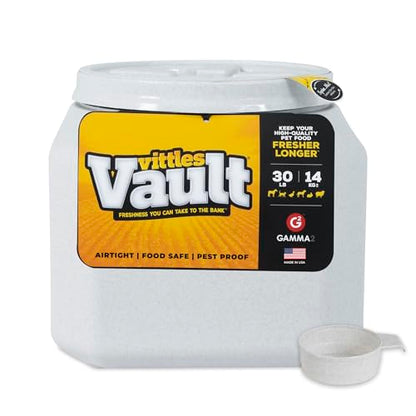 Vittles Vault Airtight Pet Food Storage Container + Scoop, Up to 30lbs - size: 30 Pounds