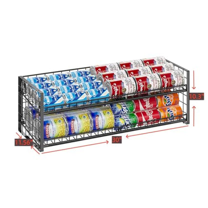 Sbanmao Extra-Long 2-Tier Stackable Can Organizer for Pantry | Sturdy Can Holder for Canned Food Storage, Holds Up to 64 Cans for Kitchen Cabinet & Pantry Organization, Black - style: Long(30'' W)-1 Pack