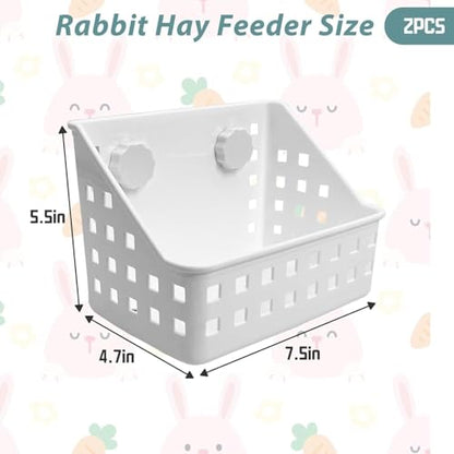 kathson 2PCS Rabbit Hay Feeder for Cages Bunny Hay Manger Holder Guinea Pig Hay Container for Small Animal Chinchilla Ferret Cage Accessories (7.5 X 4.7 X 5.5 inch) - size: 7.5 X 4.7 X 5.5 inches, 2 Pieces