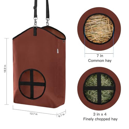 3 Packs Goat Hay Feeder, Hay Bags for Goats, Horses, Sheep - color: 2Brown + 1Black