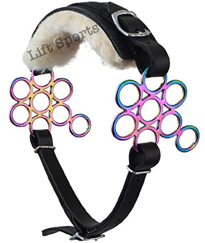 Brown/Black Rainbow Multi Color Hackamore Bitless Horse Bit English Western Adjustable Flower Padded Fur Leather Bridle Equestrian (Brown)